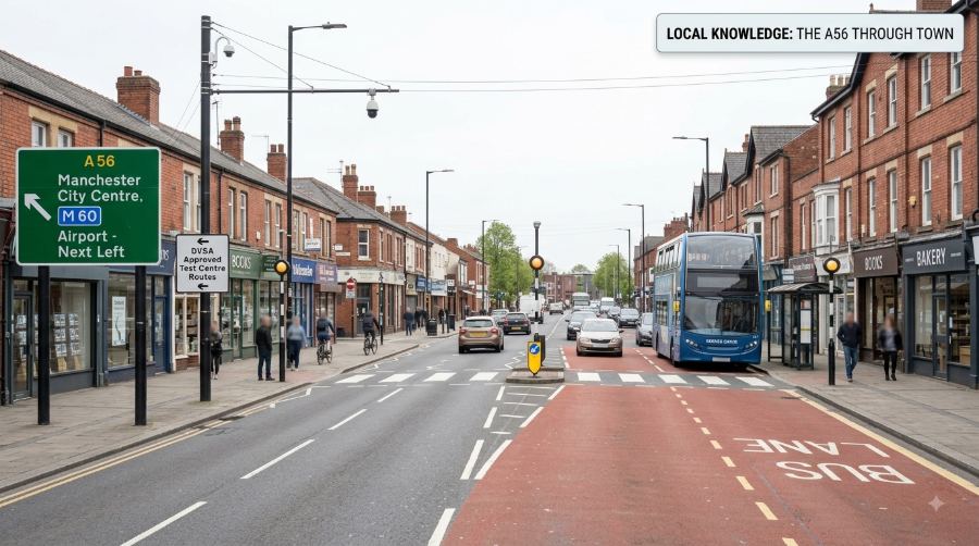 The A56 through Altrincham town centre