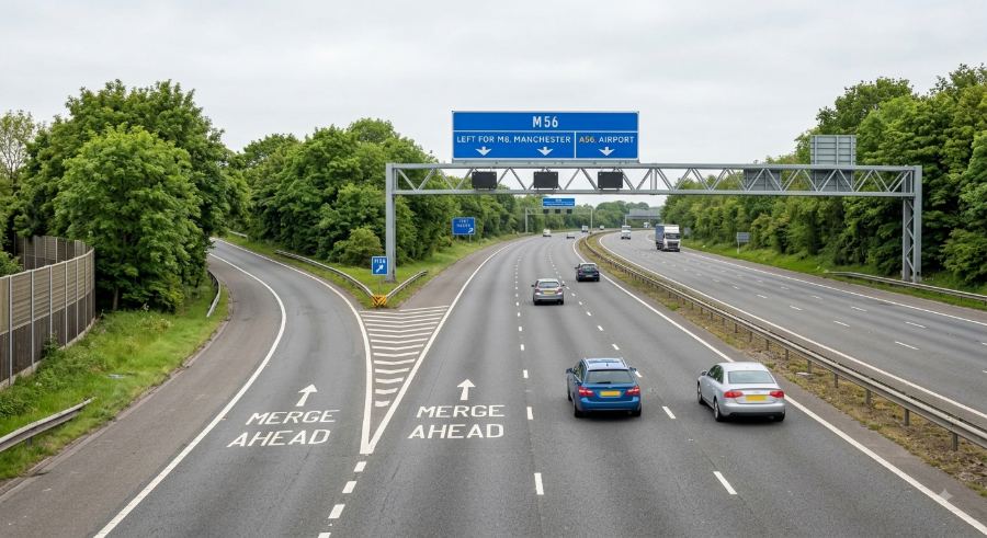 The M56 motorway near junctions 7 and 8