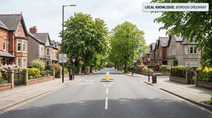 Quiet residential streets in Bowdon