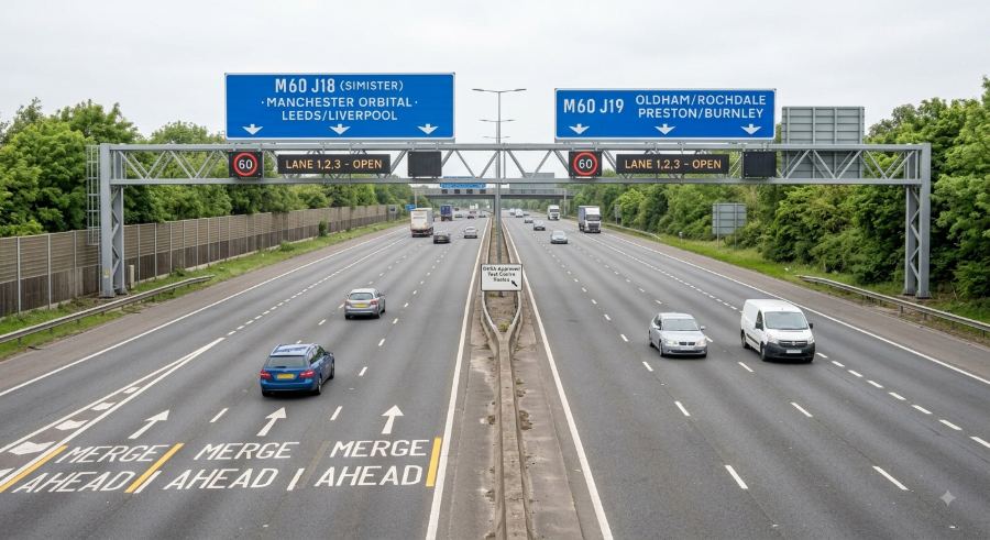 The M60 motorway near junctions 6 and 7