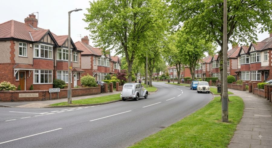 Quiet residential streets in Sale Moor